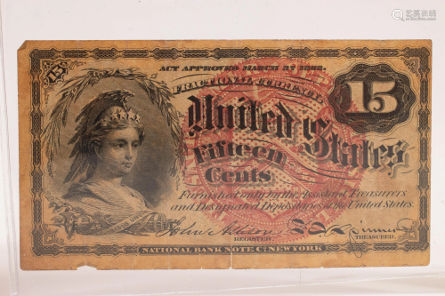 RARE .15C ACT APPROVED MARCH 3RD.1863 LIBERTY-WARRIOR