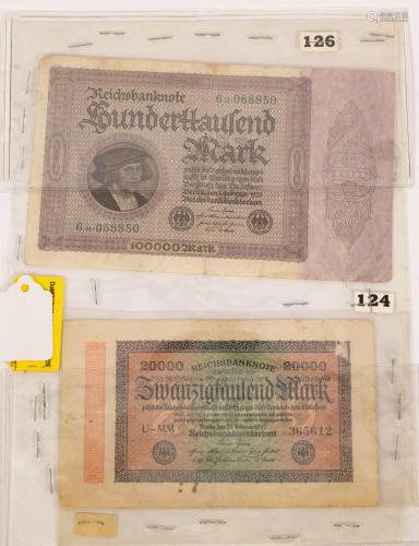 GERMAN PAPER CURRENCY NOTE'S $20,000. MARK, #3365612