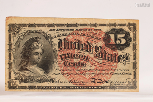 RARE .15C ACT APPROVED MARCH 3RD.1863 LIBERTY-WARRIOR