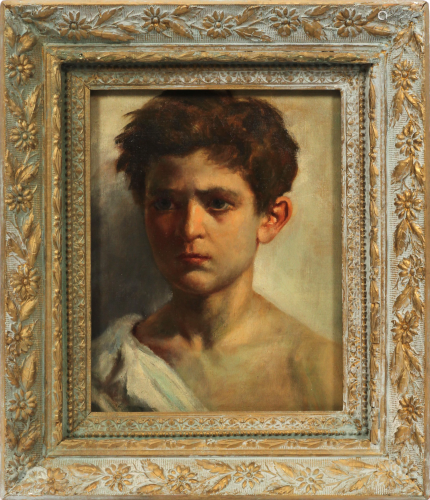 PORTRAIT OF A YOUNG BOY, OIL PAINTING ON BOARD, H 1…