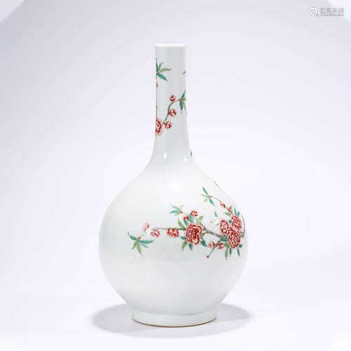 A Famille Rose Flowers Bottle Vase