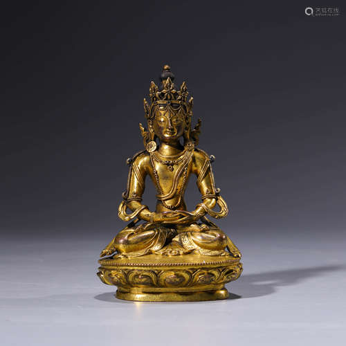 A Gilt-Bronze Statue Of Amitayus Buddha