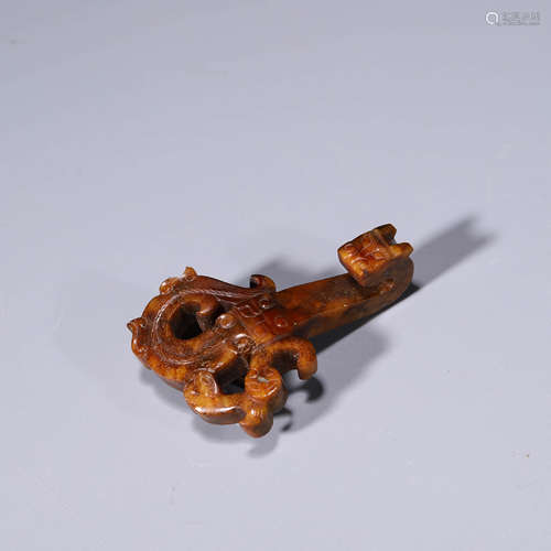 A Carved Russet Jade Belt Hook