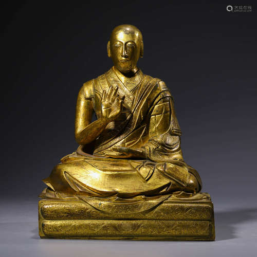 A Gilt-Bronze Statue Of Guru