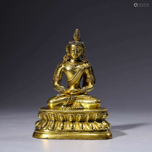 A Gilt-Bronze Statue Of Amitayus Buddha