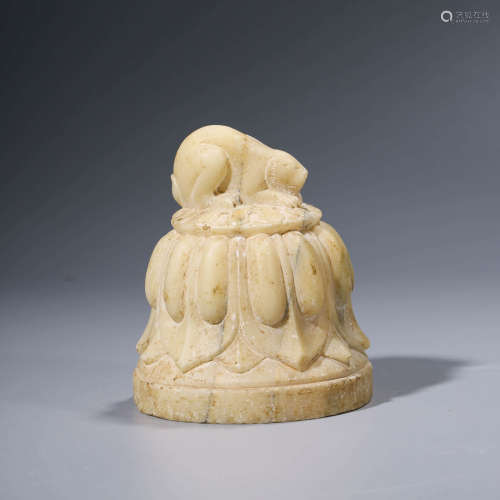 A Marble Stone Carving Of A Auspicious Rabbit Stand