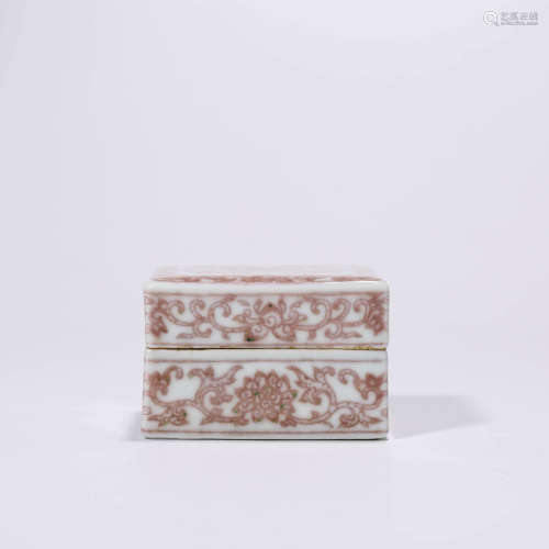 An Underglazed-Red Floral Square Box And Cover