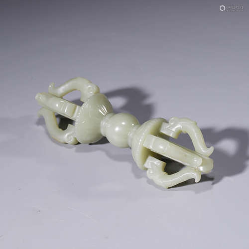 A Carved White Jade Vajra