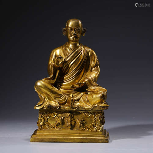 A Gilt-Bronze Statue Of Guru