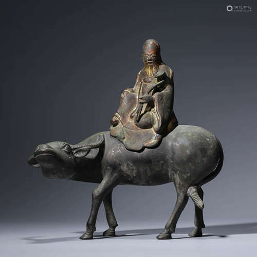 A Bronze Immortal And Ox Incense Burner