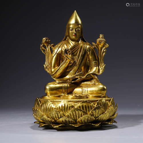 A Gilt-Bronze Statue Of Guru