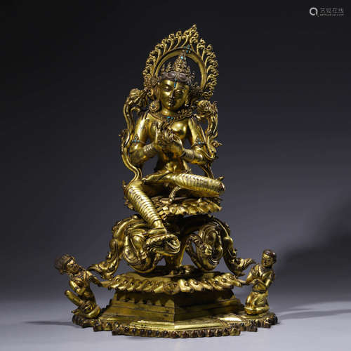 A Gilt-Bronze Statue Of Green Tara