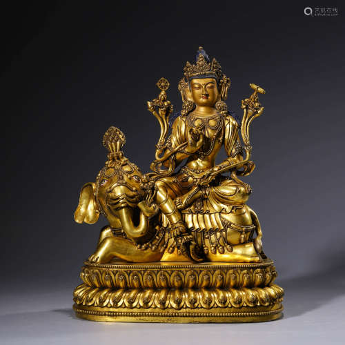 A Gilt-Bronze Statue Of Samantabhadra