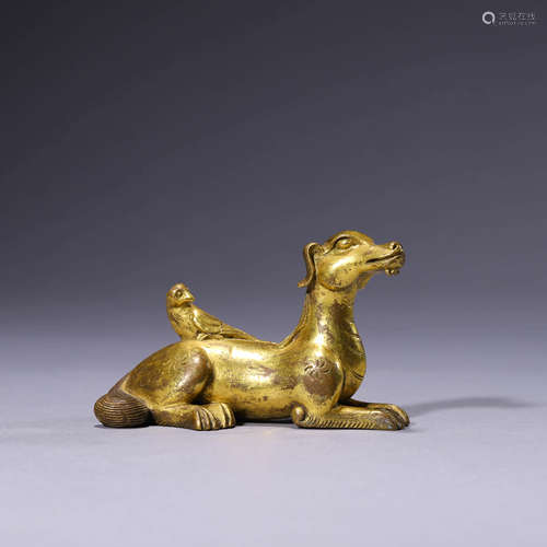 A Gilt Inlaying Auspicious Beast Ornament