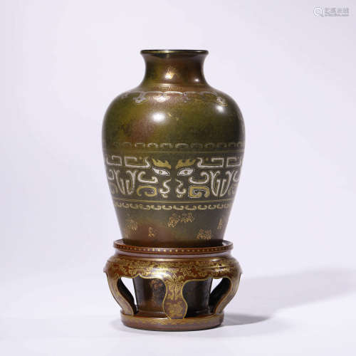 A Teadust-Glazed Meiping Vase With Stand