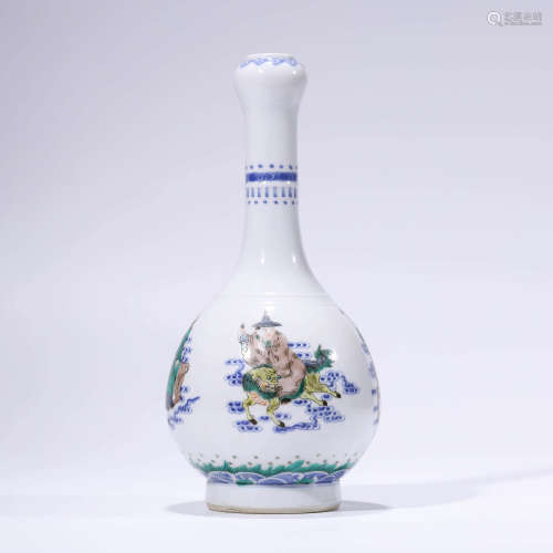 A Doucai Figures Garlic-Head-Shaped Vase