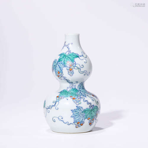 A Doucai Grapevine Double-Gourd-Shaped Vase