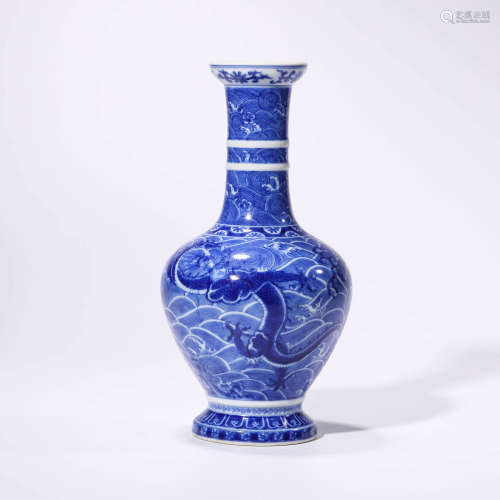 A Blue And White Seawater And Dragon Vase