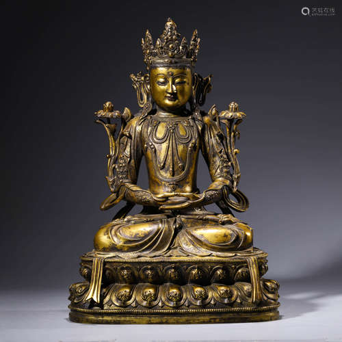 A Gilt-Bronze Statue Of Amitayus Buddha