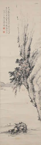 A Chinese Landscape Painting Scroll, Jin Cheng Mark