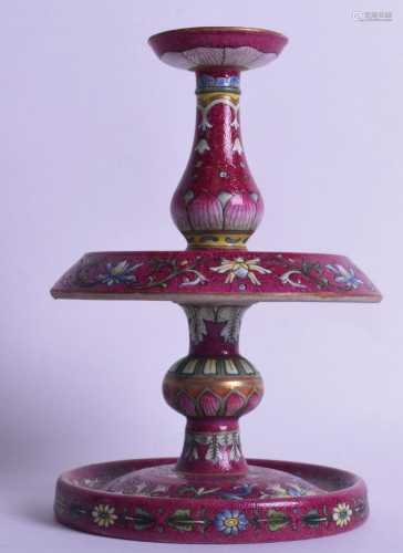 Chinese Qing Dynasty Qianlong pink candle holder