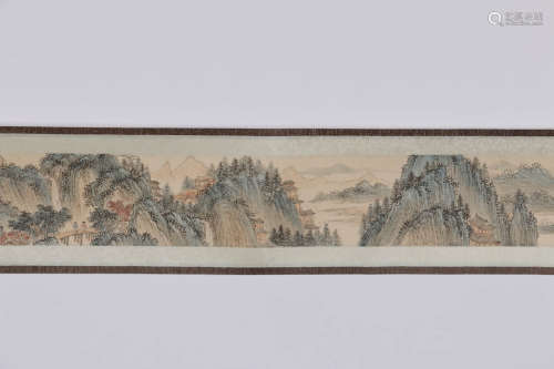 A Chinese Landscape Painting Hand Scroll, Pu Ru Mark