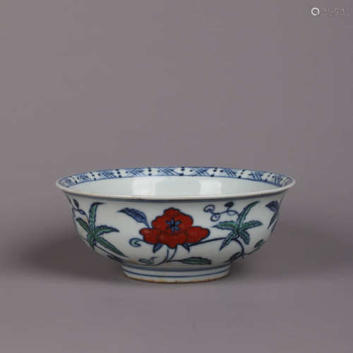 An Underglazed-Blue And Copper-Red Floral Bowl