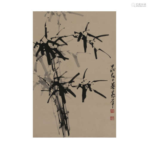 A Chinese Bamboo Painting Scroll, Dong Shouping Mark