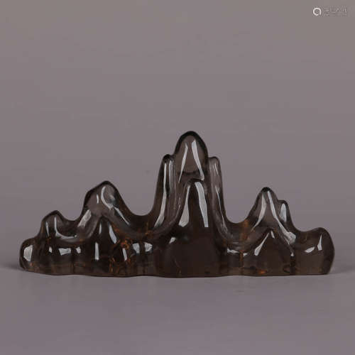 A Smoky Quartz Mountain-Shaped Brush Rest