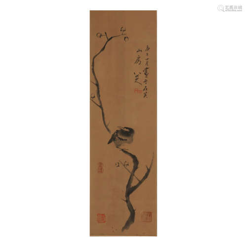 A Chinese Flowers And Birds Painting Scroll, Badashanren Mar...