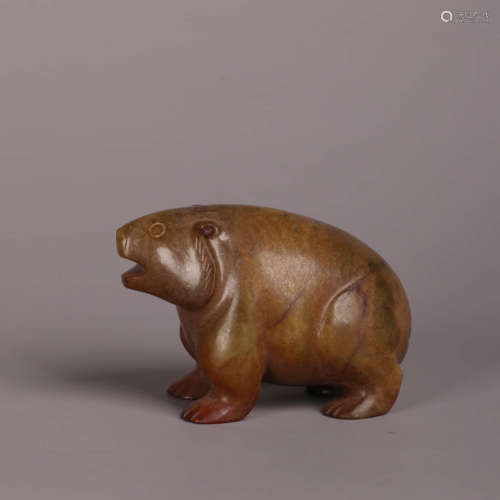 A Russet Jade Carving Of A Bear