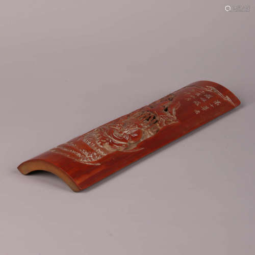A Carved Bamboo Figure Arm Rest
