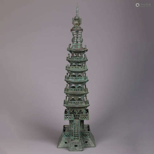 An Archaistic Bronze Linglong Tower