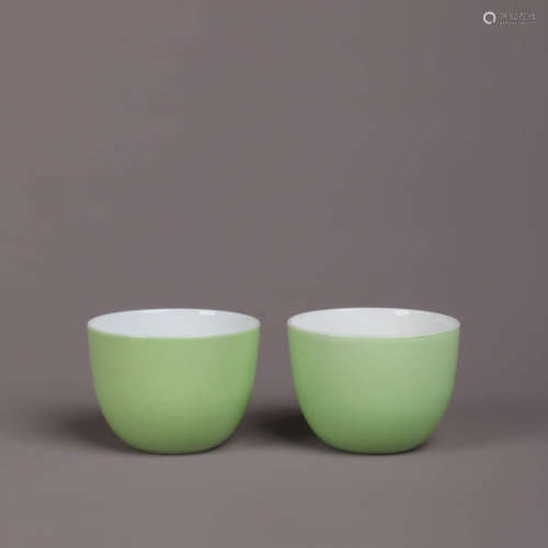 A Pair Of Green-Glazed Teacups