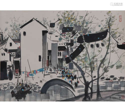 A Chinese Southern Life Scenery Painting Scroll, Wu Guanzhon...