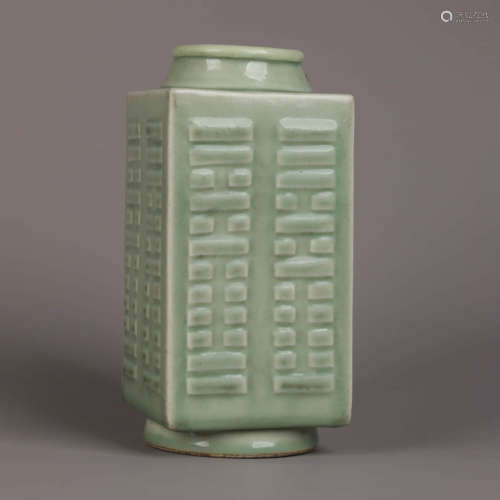 A Celadon-Glazed Eight Trigrams Cong-Style Vase