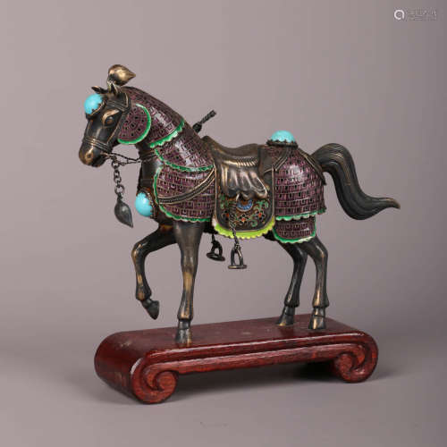 A Silver Filigree Horse Ornament
