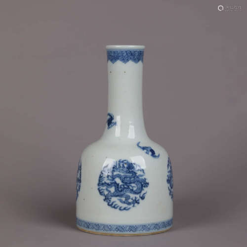 A Blue And White Dragon Mallet-Shaped Vase