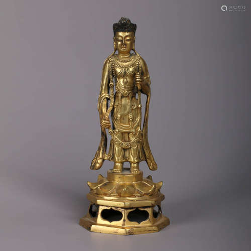 A Gilt-Bronze Statue Of Ksiti Garbha