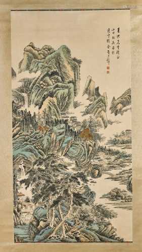 Chinese ink and wash on paper scrolls, Huang Junbi