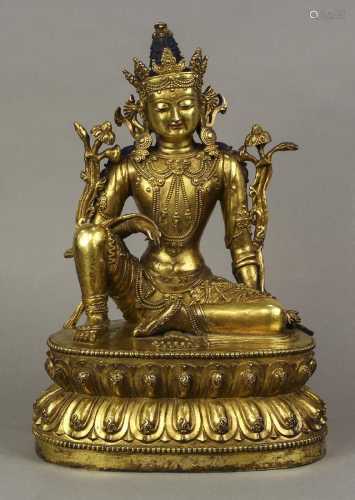 Sino-Tibetan gilt bronze bodhisattva Buddha