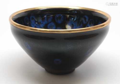 Chinese Jian Black glazed blue spotted bowl