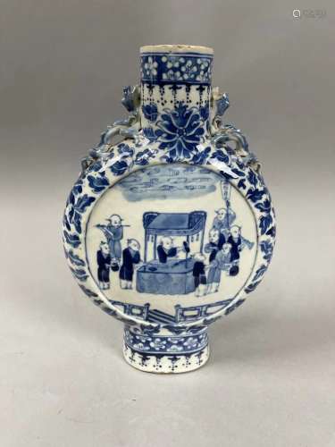 Chinese blue and white moonflask porcelain vase