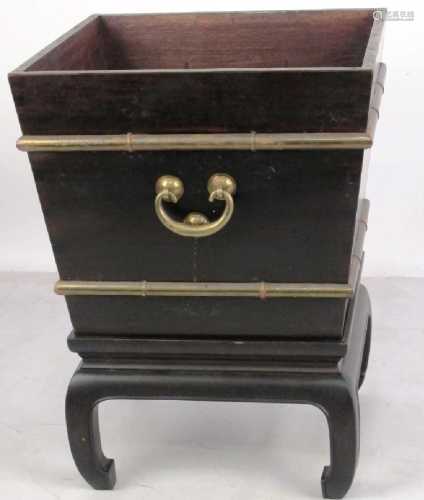 Squared wood container having brass handles and mounting wit...