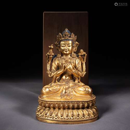 GILT BRONZE STATUE OF TIBETAN BUDDHA, MING DYNASTY, CHINA