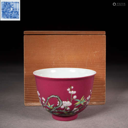 CHINESE PORCELAIN FAMILLE ROSE TEACUP, QING DYNASTY
