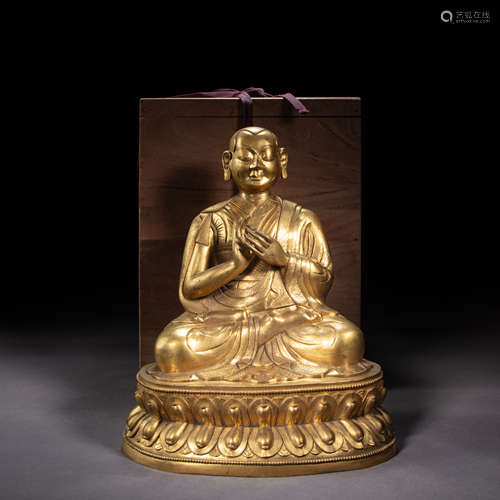 GILT BRONZE STATUE OF TIBETAN BUDDHA, QING DYNASTY, CHINA