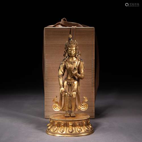 GILT BRONZE STATUE OF TIBETAN BUDDHA, QING DYNASTY, CHINA