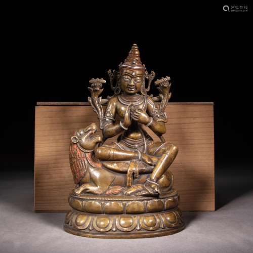 BRONZE INLAID SILVER BUDDHA STATUE, SONG DYNASTY, CHINA