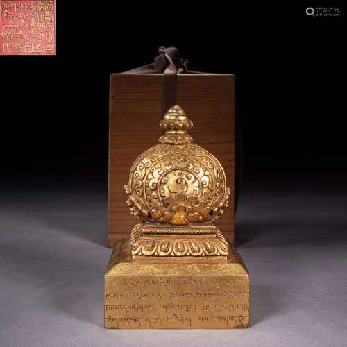 GILT BRONZE SEAL, QING DYNASTY, CHINA